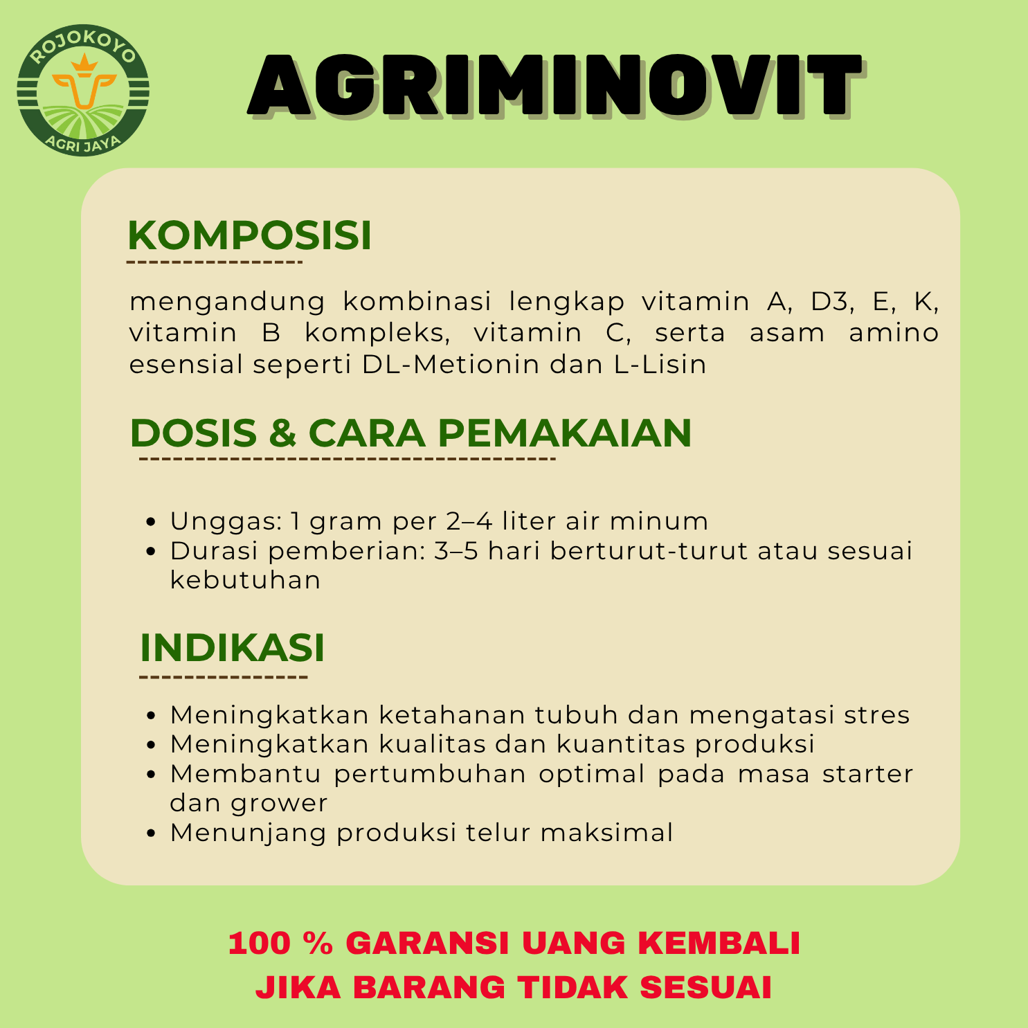Agriminovit Vitamin Ayam